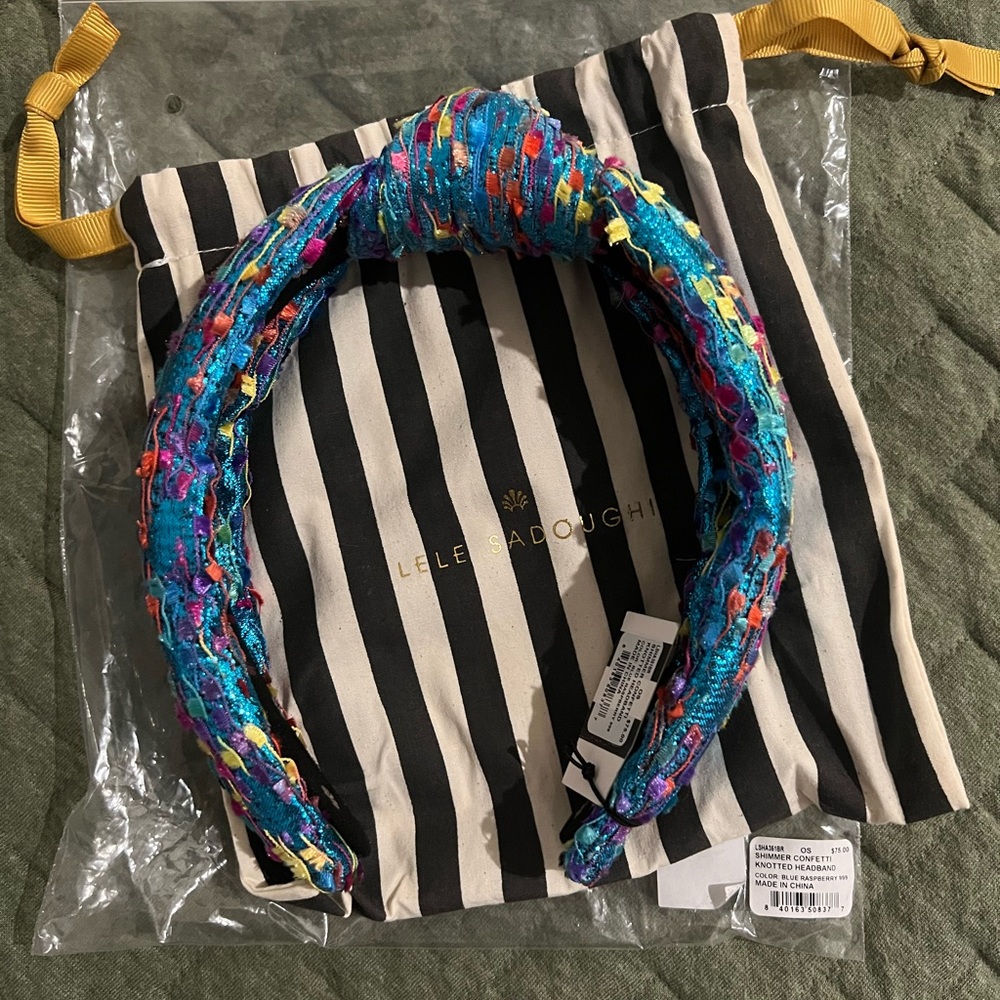 NWT Lele Sadoughi knotted headband - blue shimmer confetti